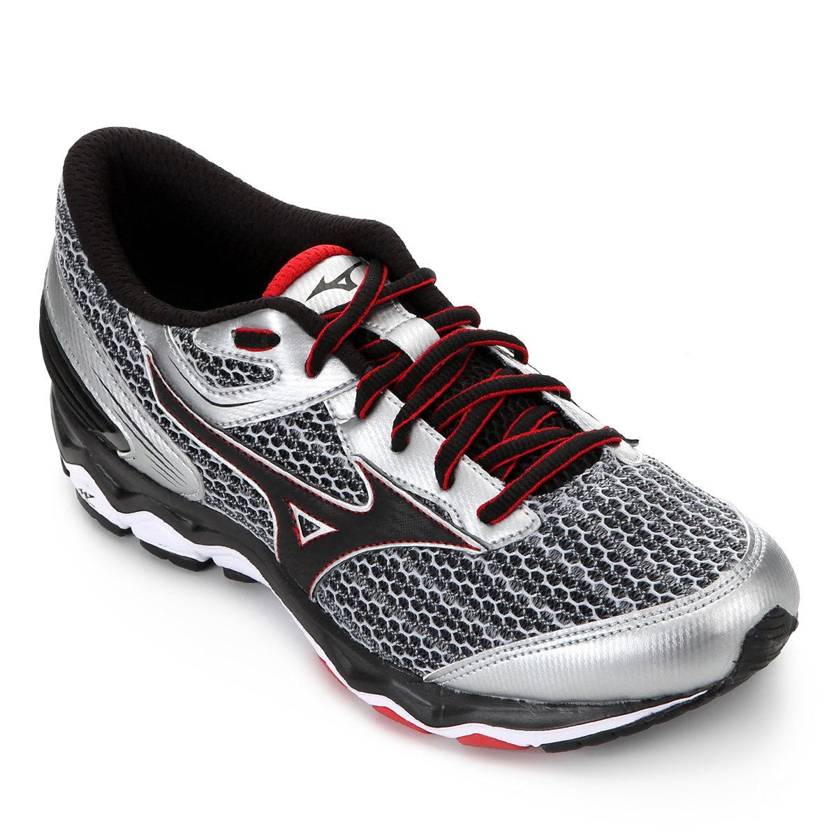 Tênis Mizuno Wave Hawk 2 Prata/Vermelho