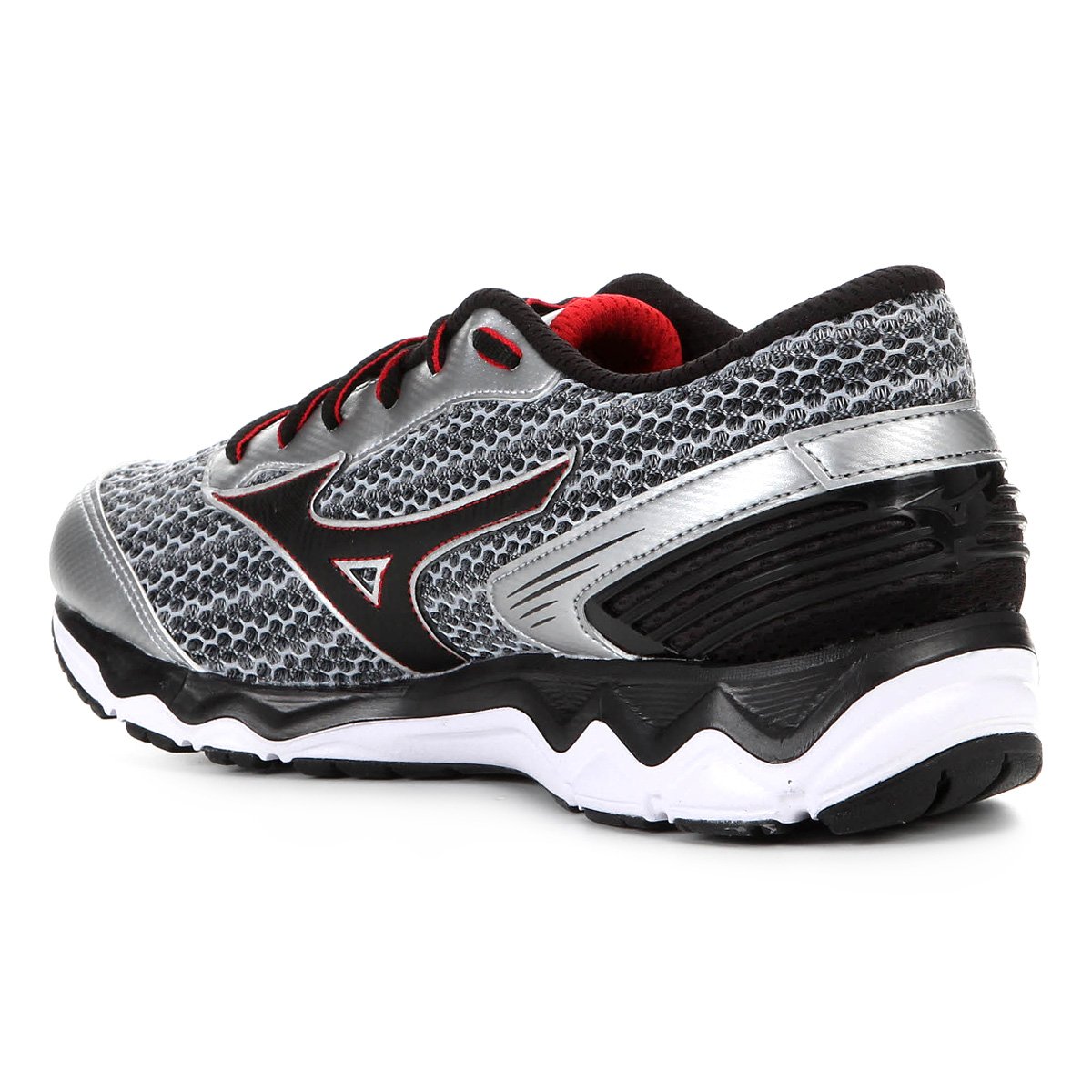 Tênis Mizuno Wave Hawk 2 Prata/Vermelho