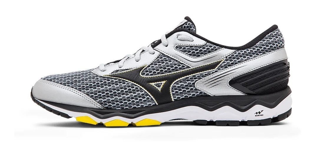 Tênis Mizuno Wave Hawk 2 Prata/Amarelo