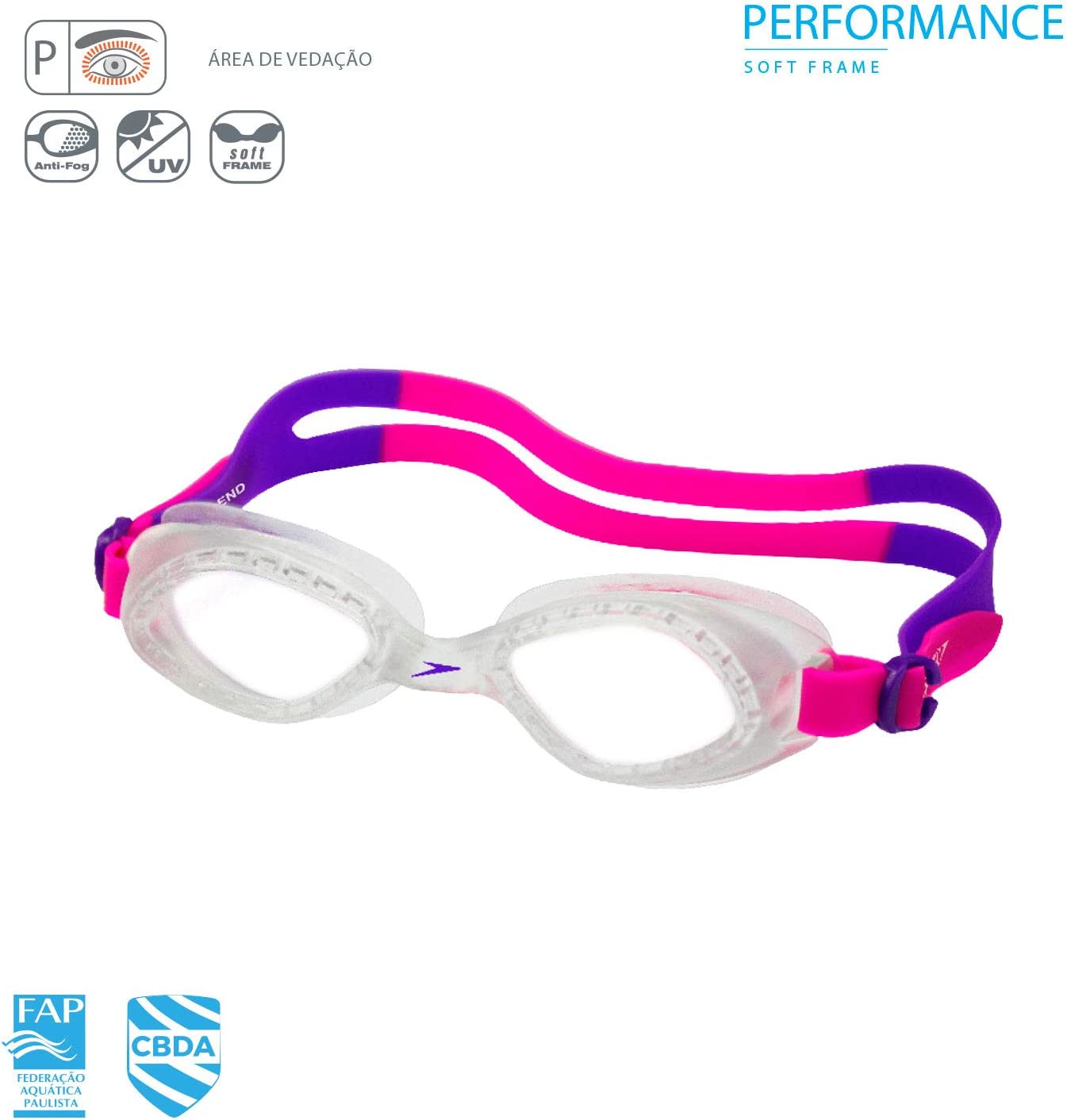 Óculos de Natação Speedo Legend – Cinza/Rosa